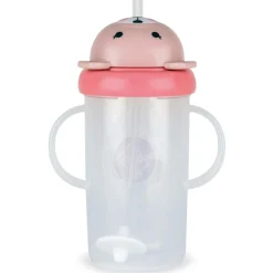 TUM TUM Tasse antifuite avec paille lestée Ours Rose (300 ml)