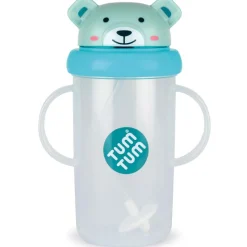 TUM TUM Tasse antifuite avec paille lestée Ours Bleu (300 ml)