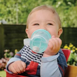 TUM TUM Tasse antifuite avec paille lestée Ours Bleu (300 ml)