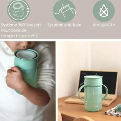 New Tasse d'apprentissage 360° vert d'eau (340 ml) Tasse