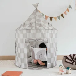 Outlet Tente de jeu en tissu recyclé Damier beige Tente De Jeu
