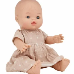 Atelier Wagram Tenue pour poupée robe Beige Petits Cœurs