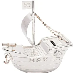 Best Tirelire Bateau de pirates personnalisable (métal argenté) Tirelire