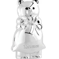 Best Tirelire ours métal argenté (personnalisable) Tirelire