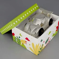 New Tirelire Voiture de course personnalisable (métal argenté) Tirelire