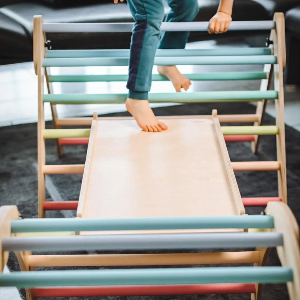 Tissi Toboggan et mur d'escalade 2 en 1 Pickler multicolore pastel