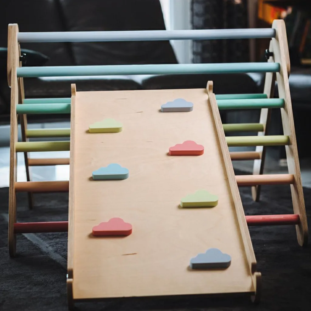 Tissi Toboggan et mur d'escalade 2 en 1 Pickler multicolore pastel