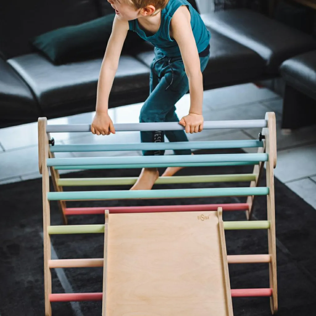 Tissi Toboggan et mur d'escalade 2 en 1 Pickler multicolore pastel