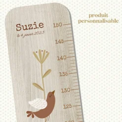 Charlie et Suzie Toise en bois Branche Oiseau Lili Rose personnalisable