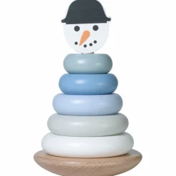 New Tour à empiler en bois Bonhomme de neige Jouet À Empiler