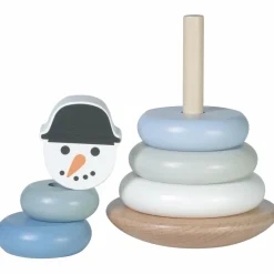 New Tour à empiler en bois Bonhomme de neige Jouet À Empiler
