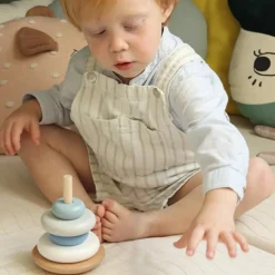 New Tour à empiler en bois Bonhomme de neige Jouet À Empiler