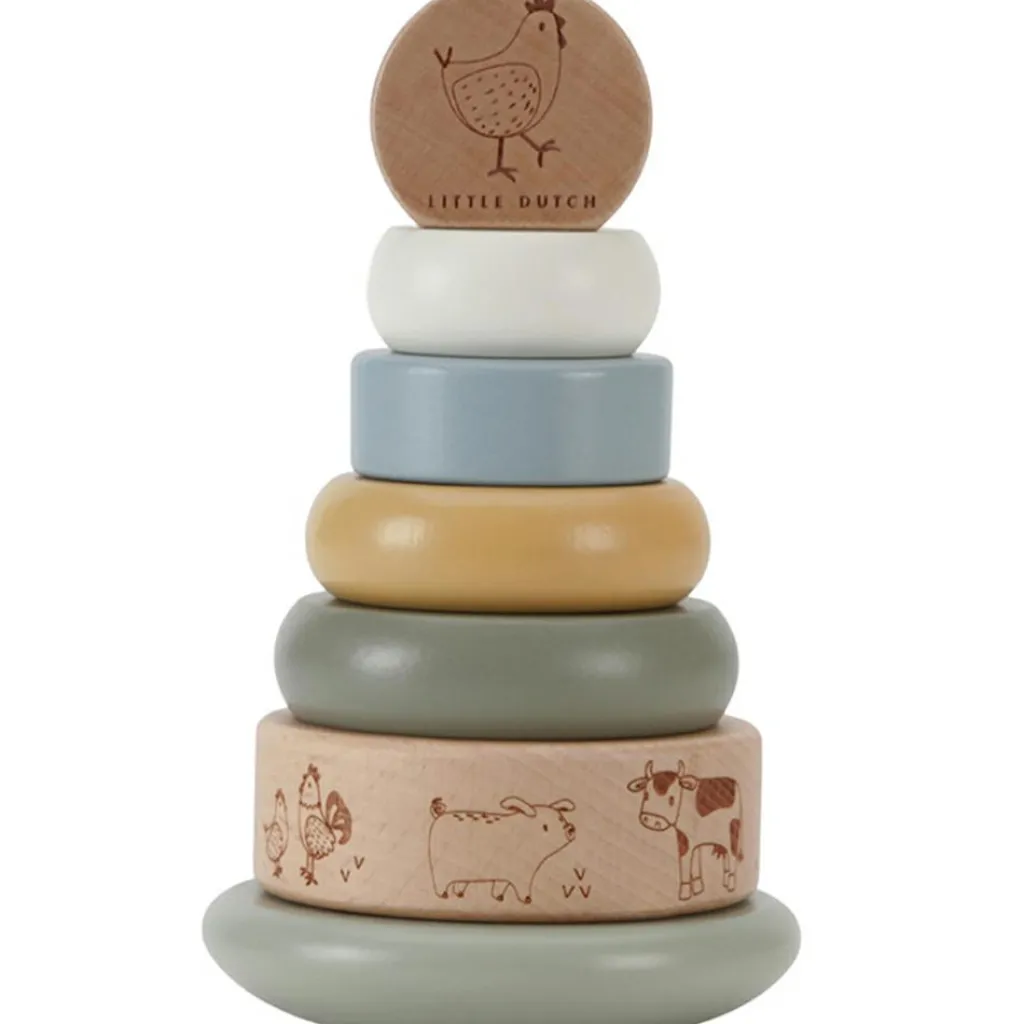 Little Dutch Tour d'anneaux à empiler en bois Little Farm