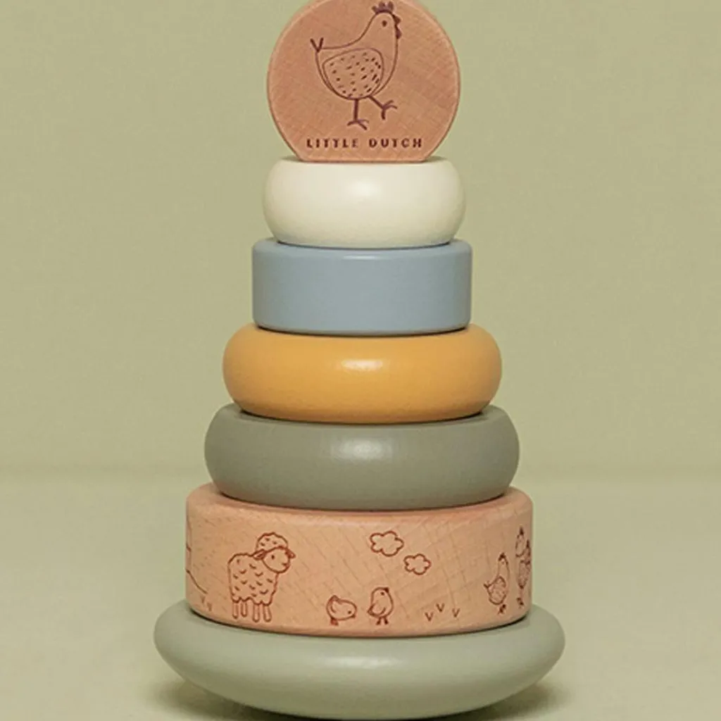 Little Dutch Tour d'anneaux à empiler en bois Little Farm