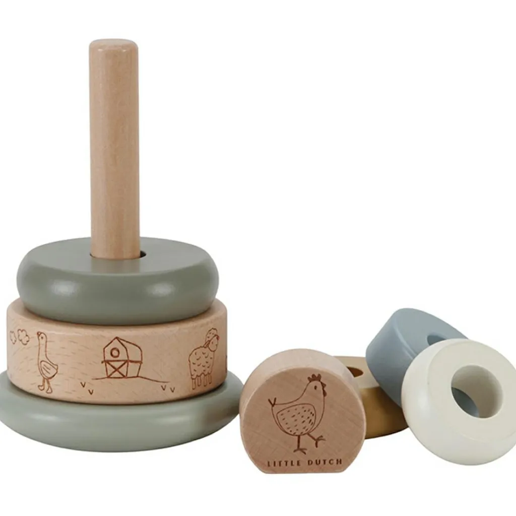 Little Dutch Tour d'anneaux à empiler en bois Little Farm