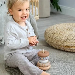 New Tour d'anneaux empilables en bois Little Mateys Jouet À Empiler