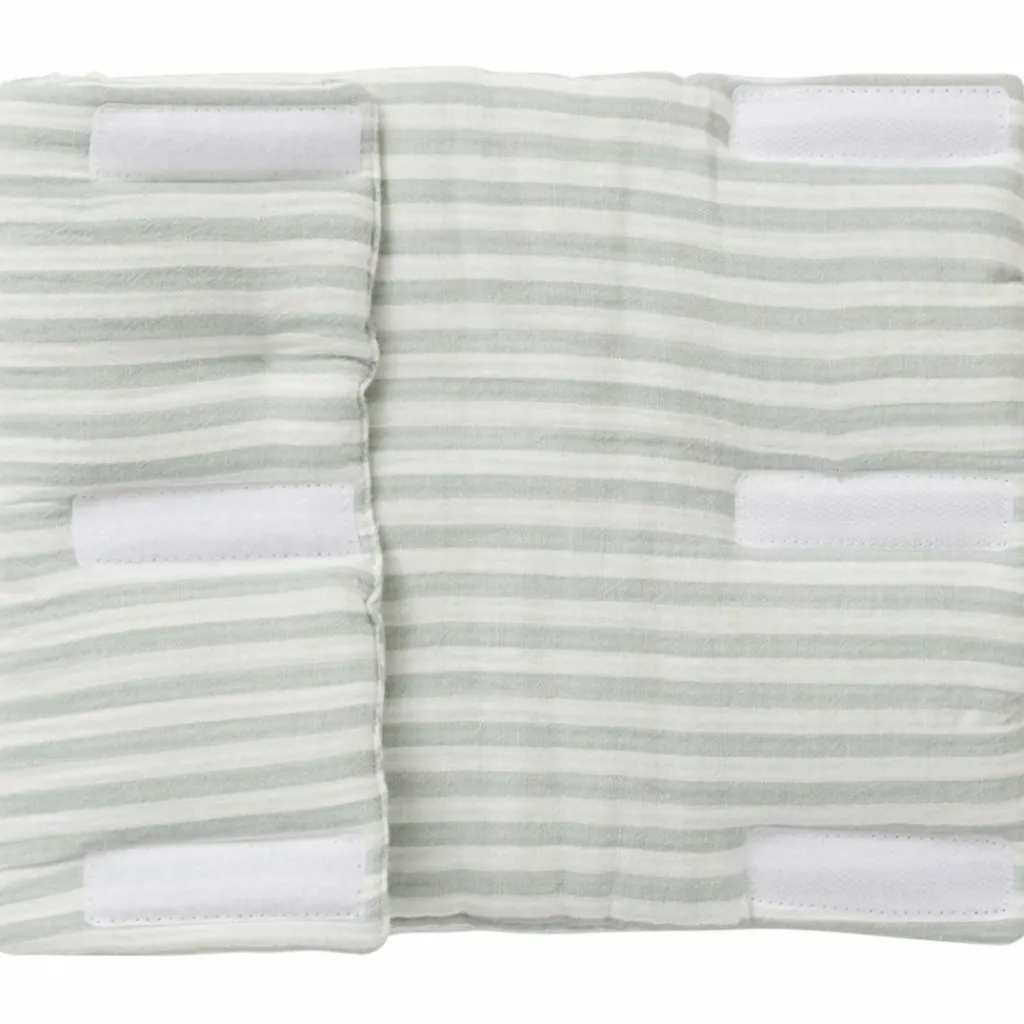 BB & Co Tour de lit modulable et respirant gaze rayé vert de gris