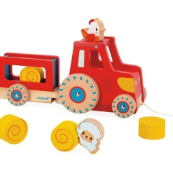 Janod Tracteur en bois à tirer Ferme (7 pièces)