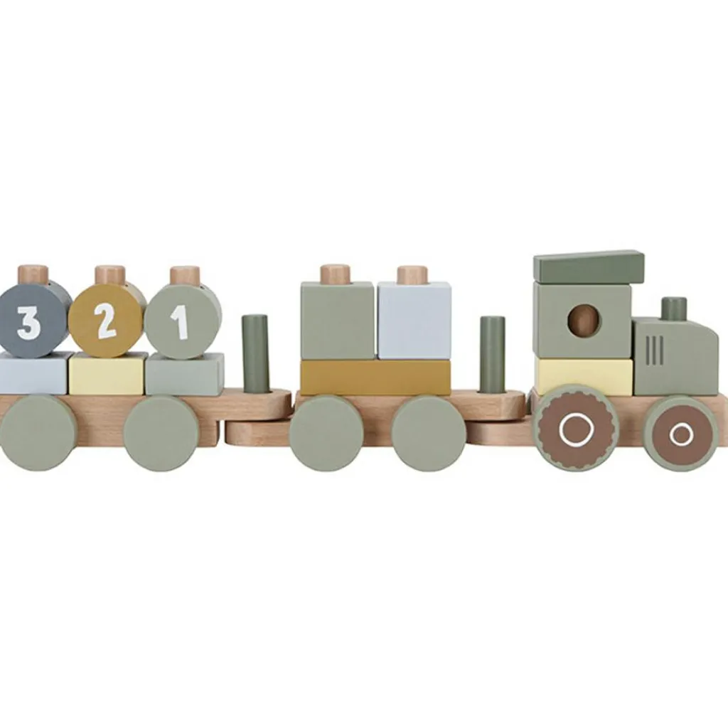 Little Dutch Train à blocs en bois tracteur Little Farm