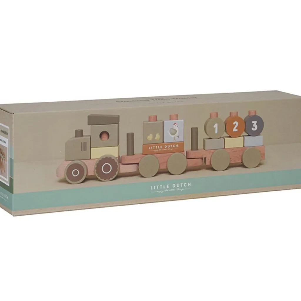 Little Dutch Train à blocs en bois tracteur Little Farm