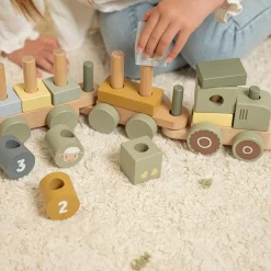 Little Dutch Train à blocs en bois tracteur Little Farm