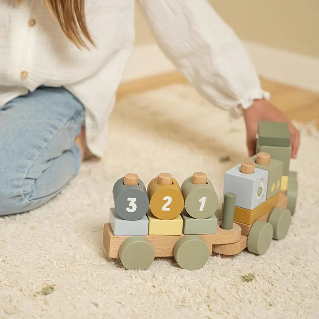 Little Dutch Train à blocs en bois tracteur Little Farm