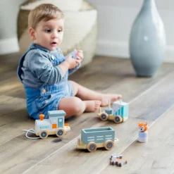 Hot Train en bois Les animaux du zoo Jouet À Empiler