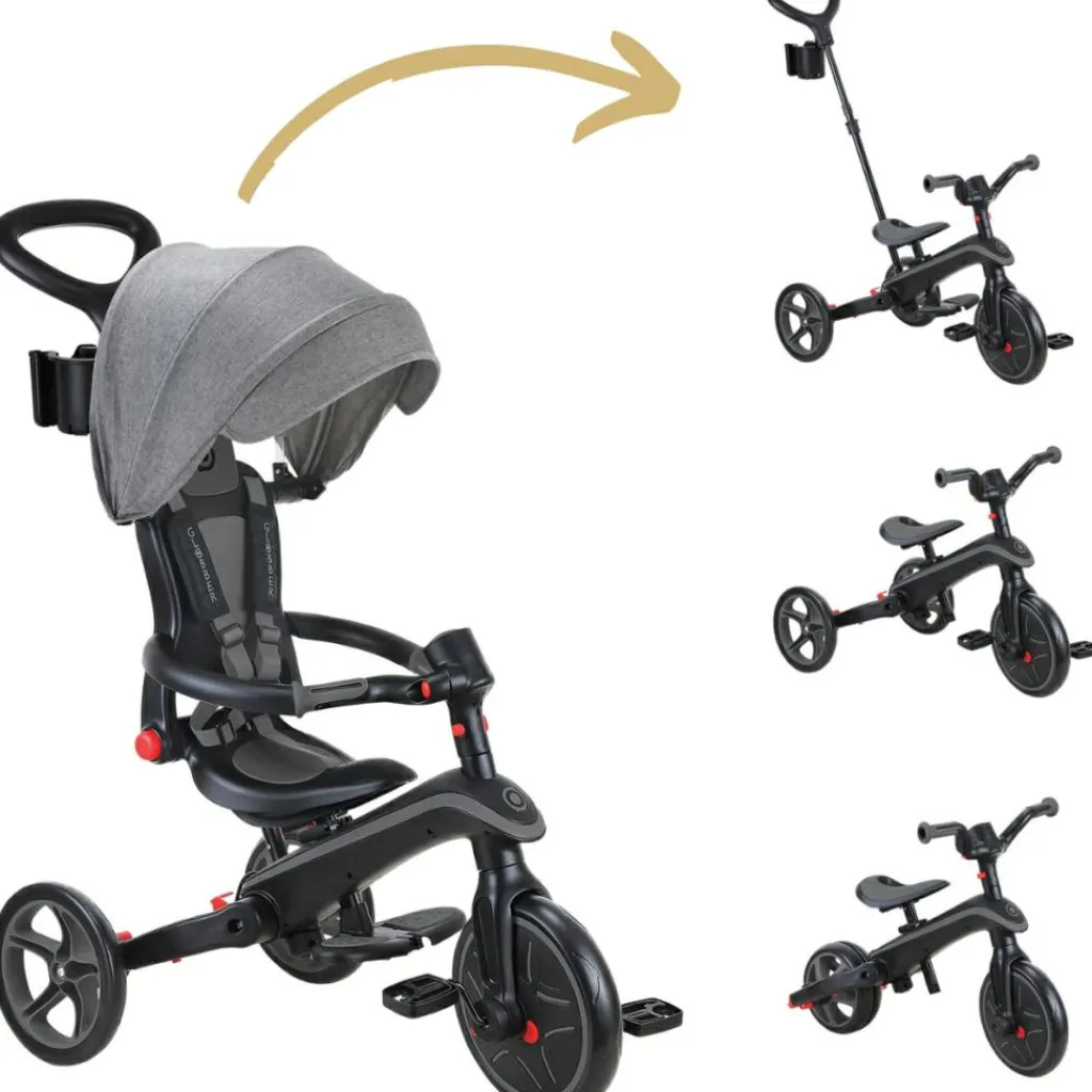 Globber Tricycle Trike Explorer Foldable 4 en 1 Noir-Gris