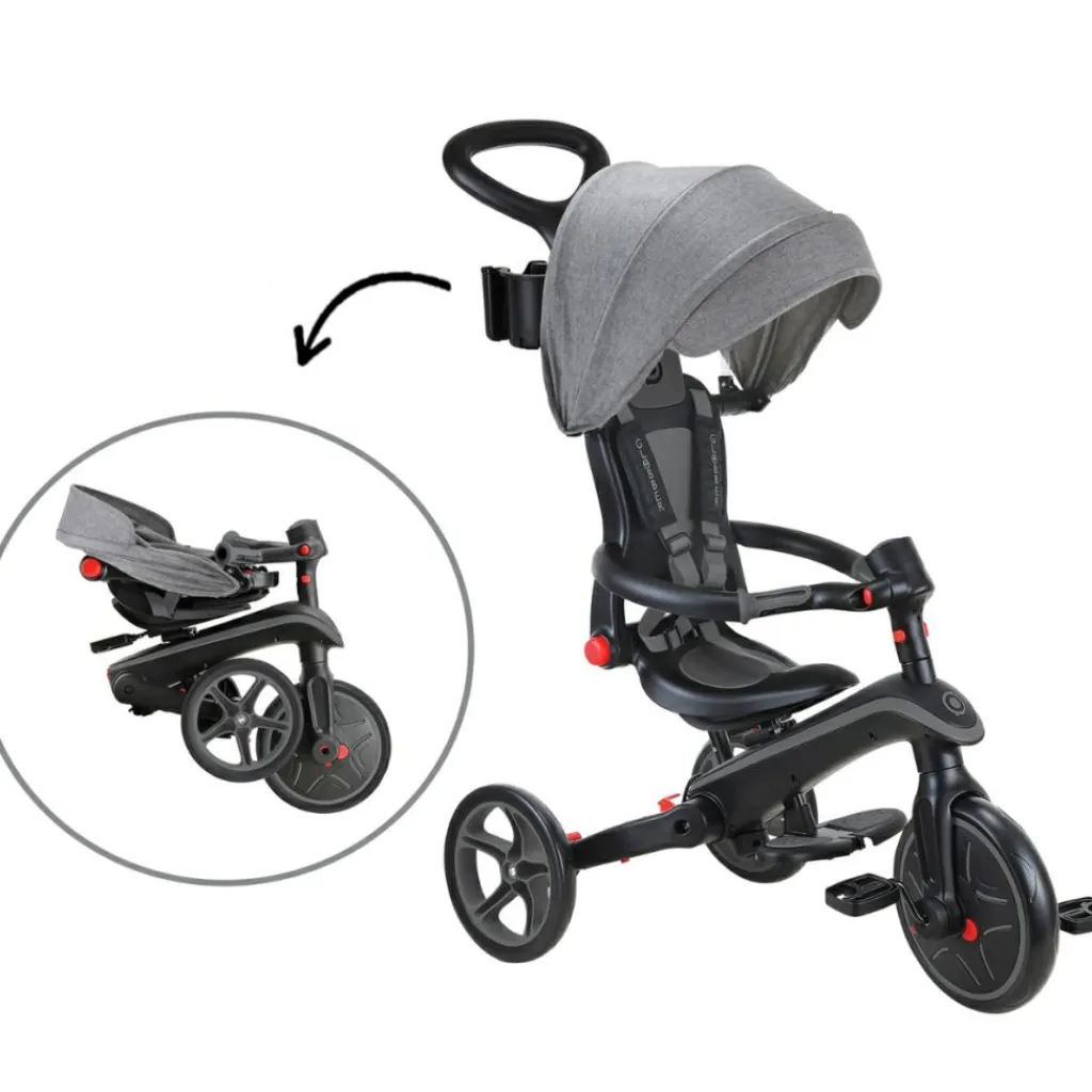 Globber Tricycle Trike Explorer Foldable 4 en 1 Noir-Gris
