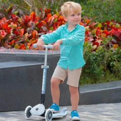 Globber Trottinette Junior Foldable Ecologic Lights Bleu Cassis