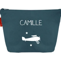 Les Griottes Trousse de toilette bleu pétrole (personnalisable)