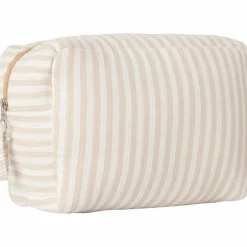 Trousse de toilette gaze de coton beige rayé galet Vanity / Trousse De Toilette