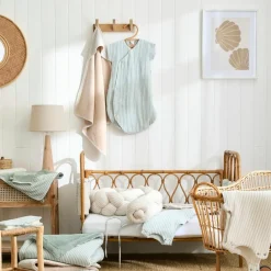 Trousse de toilette gaze de coton beige rayé galet Vanity / Trousse De Toilette