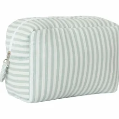BB & Co Trousse de toilette gaze de coton rayé vert de gris