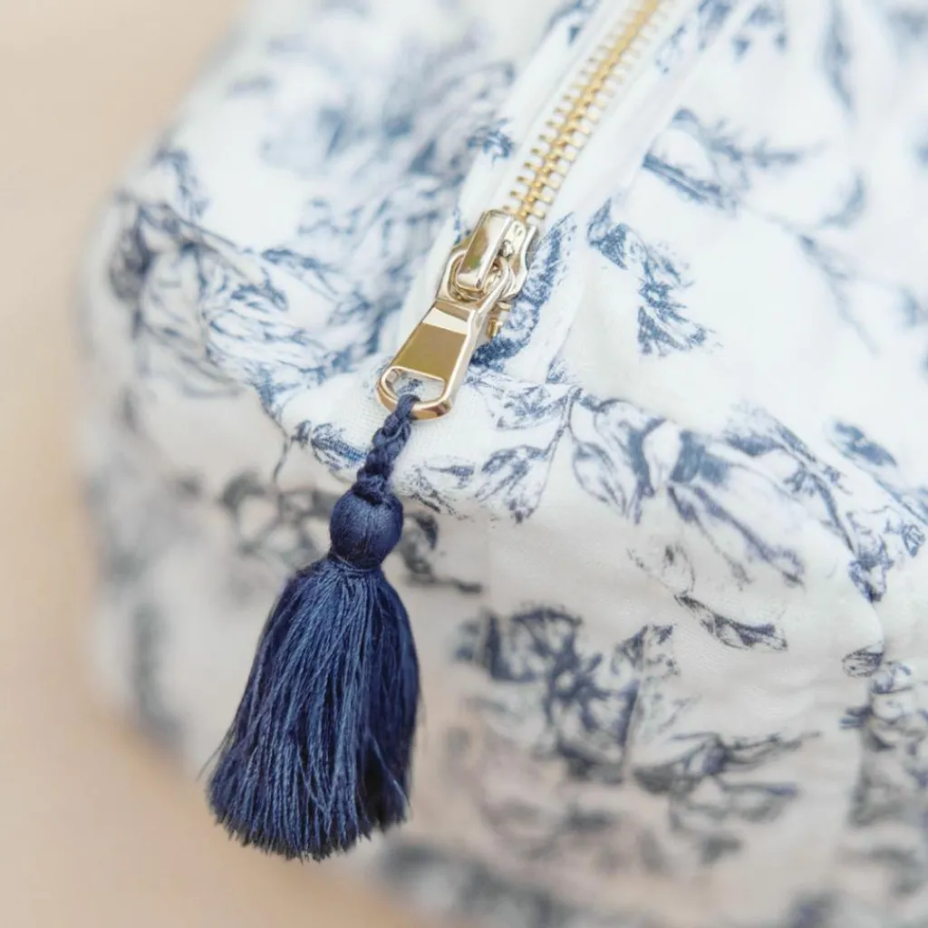 Sale Trousse de toilette Toile de Jouy bleu Vanity / Trousse De Toilette