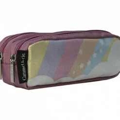 Caramel & Cie Trousse scolaire double Arc-en-ciel étoilé