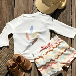 Lässig T-shirt anti-UV 4 Planches écru (25-36 mois)