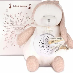 Doudou et Compagnie Veilleuse musicale projection d'étoiles ours rose