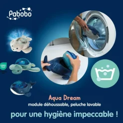 Pabobo Veilleuse peluche bruits blancs Aqua dream tortue rechargeable